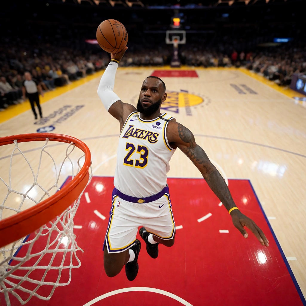 NBA湖人队比赛精彩扣篮瞬间
